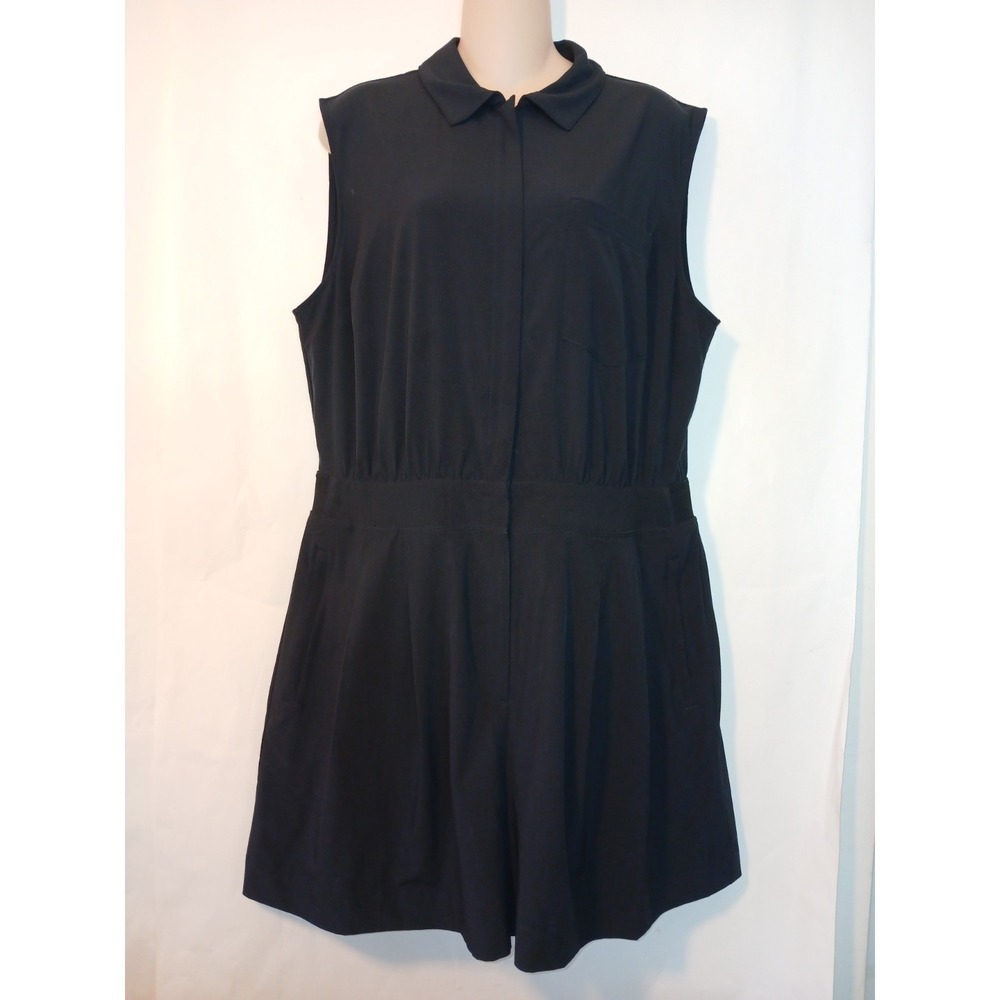 Athleta Womens Black Sleeveless Romper Zip Pockets NEW Size 16 D133 - Picture 7 of 9